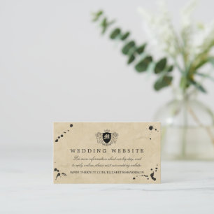 Vintage Monogram & Ink Stain Wedding Website Enclosure Card