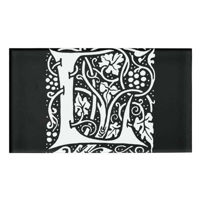 Vintage Monogram L Art Nouveau  Name Tag (Front)
