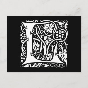 Vintage Monogram L Art Nouveau Postcard