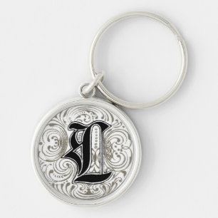 Vintage Monogram ‘L’ in Grey Key Ring