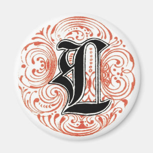Vintage Monogram 'L' in Red Magnet
