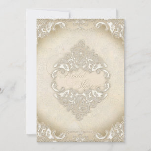 Vintage Monogram Lace Baroque Etching Swirl Formal Invitation