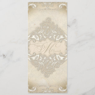 Vintage Monogram Lace Baroque Etching Swirl Formal Menu