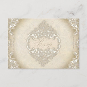 Vintage Monogram Lace Baroque Etching Swirl Formal RSVP Card
