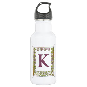 Vintage Monogram Letter Floral Frame Nouveau 532 Ml Water Bottle