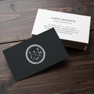 Vintage Monogram Logo   Golf Pro or Instructor Business Card