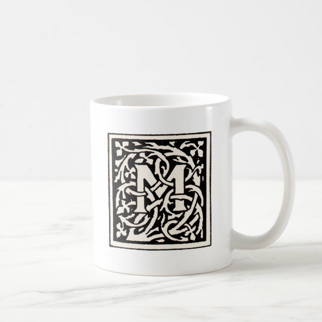 Vintage Monogram M Art Nouveau Letter Coffee Mug (Right)
