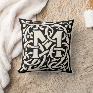 Vintage Monogram M Art Nouveau Letter Cushion