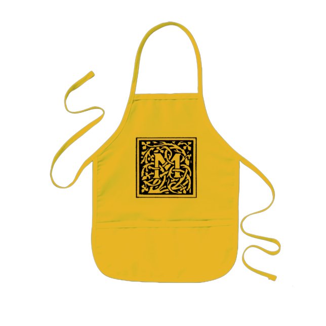 Vintage Monogram M Art Nouveau Letter Kids Apron (Front)