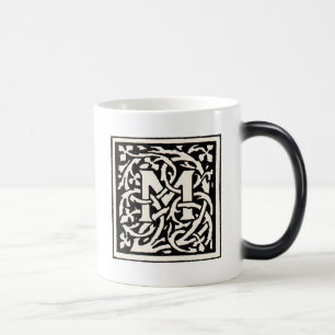 Vintage Monogram M Art Nouveau Letter Magic Mug