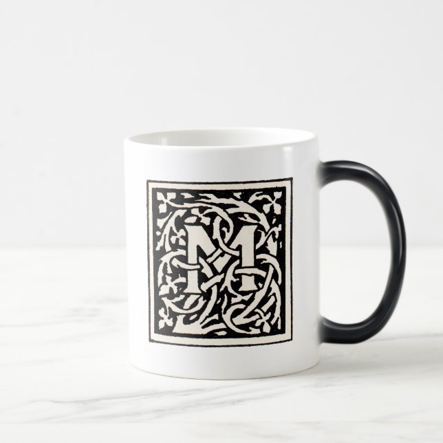Vintage Monogram M Art Nouveau Letter Magic Mug (Right)
