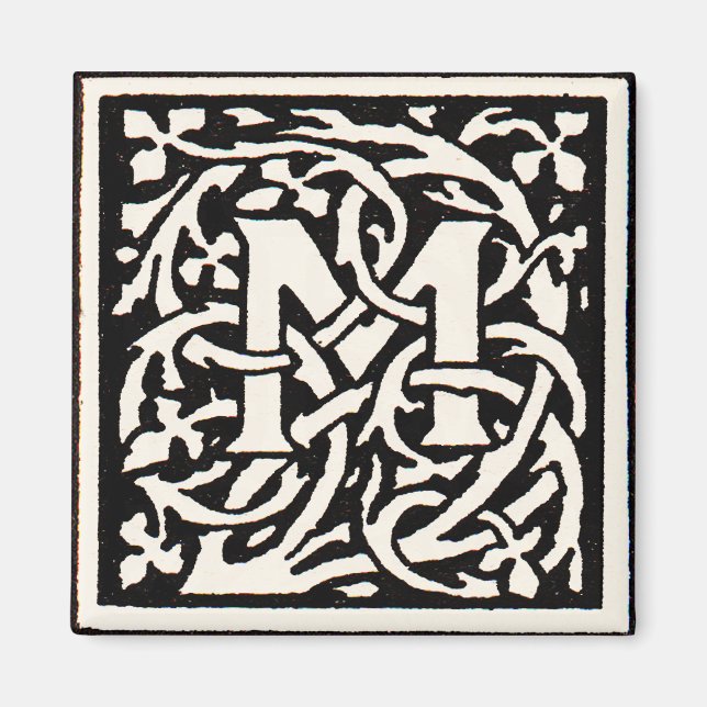Vintage Monogram M Art Nouveau Letter Magnet (Front)