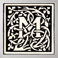 Vintage Monogram M Art Nouveau Letter