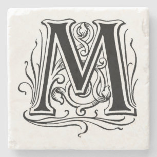 Vintage Monogram 'M' Stone Coaster