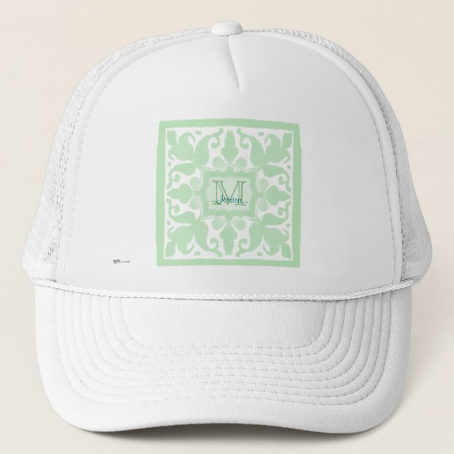 Vintage Monogram (Mint Green) Trucker Hat (Front)