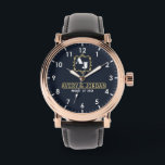 Vintage monogram name initials bride and groom watch<br><div class="desc">Vintage watch in vintage style with monogram and name initials for bride and groom, lovers or wedding gift with Luxurious Monogram in Elegant retro style. Invitation Style Navy Blue Frame Clock with Antique Art Jewelry in Vintage Background with Calligraphic Graphics Great for Contemporary Fashion Wedding Gift. Clock with Classic ornament...</div>