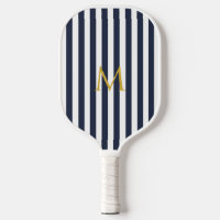 Vintage Monogram Navy Blue & White Stripes Striped