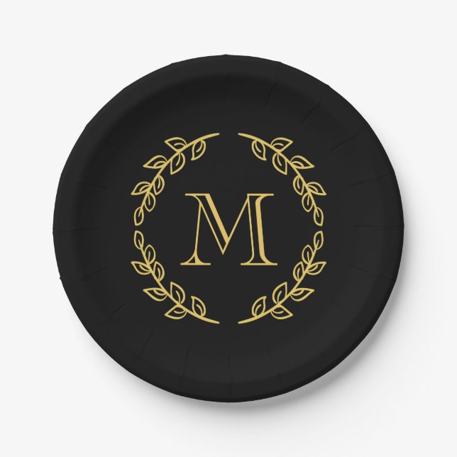 Vintage Monogram Paper Plate (Front)