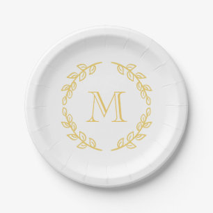 Vintage Monogram Paper Plate