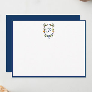 Vintage Monogram Personalised Flat Note Card