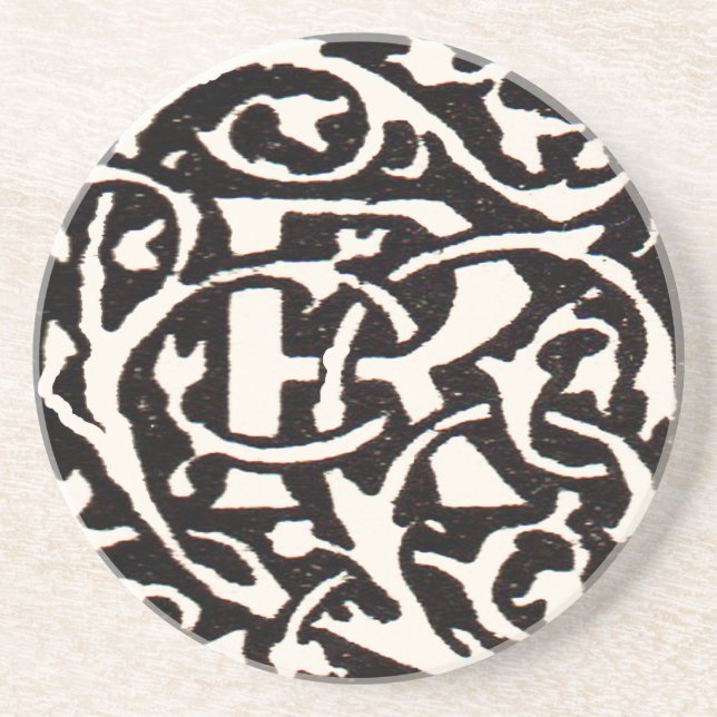 Vintage Monogram R Art Nouveau  Coaster (Front)