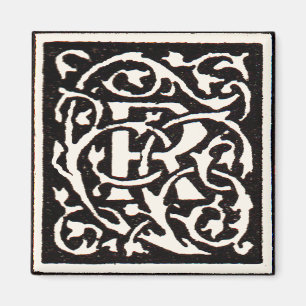 Vintage Monogram R Art Nouveau Letter Magnet