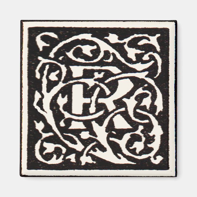 Vintage Monogram R Art Nouveau Letter Magnet (Front)