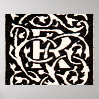 Vintage Monogram R Art Nouveau Letter