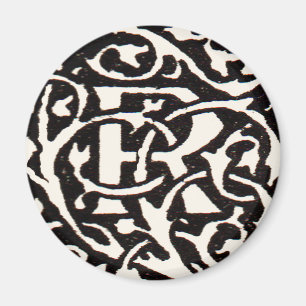 Vintage Monogram R Art Nouveau Magnet
