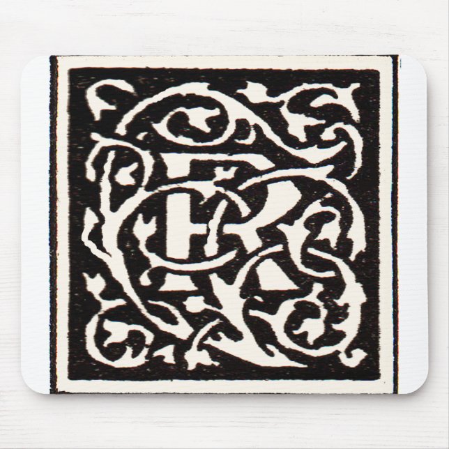 Vintage Monogram R Art Nouveau  Mouse Mat (Front)