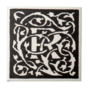 Vintage Monogram R Art Nouveau  Tile