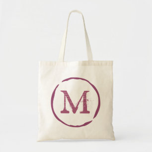 Vintage monogram red wine stain ring tote bag