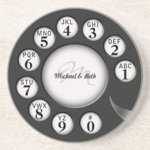 Vintage Monogram  Rotary Phone Dial Coaster
