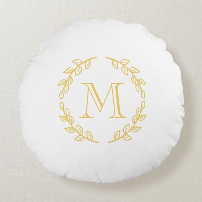 Vintage Monogram Round Cushion (Front)