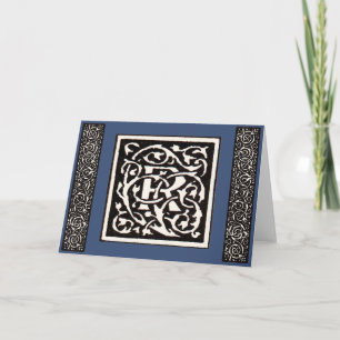 Vintage Monogram S Art Nouveau Letter Note Card