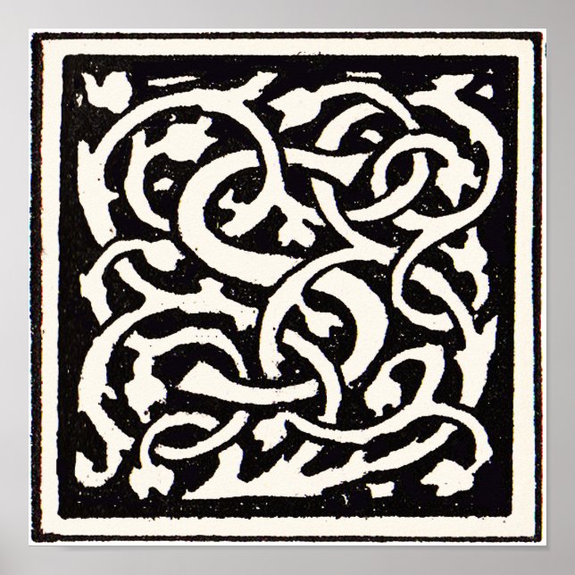 Vintage Monogram S Art Nouveau Letter Poster (Front)