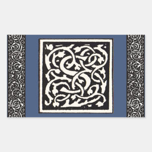 Vintage Monogram S Art Nouveau Letter Rectangular Sticker