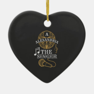 Vintage Monogram singer funny music microphone Ceramic Tree Decoration