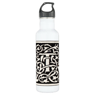 Vintage Monogram T Art Nouveau Letter 710 Ml Water Bottle