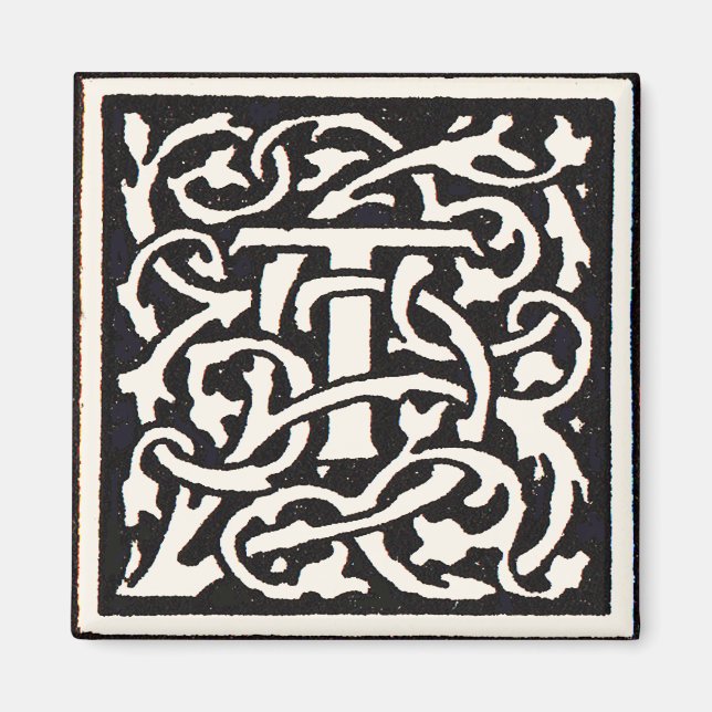 Vintage Monogram T Art Nouveau Letter Magnet (Front)
