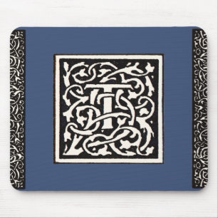 Vintage Monogram T Art Nouveau Letter Mouse Mat