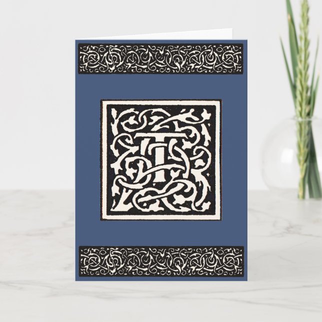 Vintage Monogram T Art Nouveau Letter Note Card (Front)