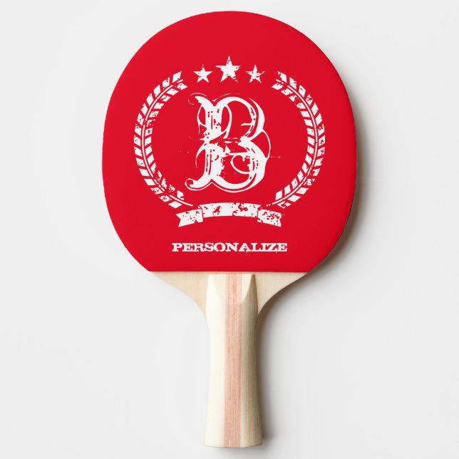 Vintage monogram table tennis ping pong paddle (Front)