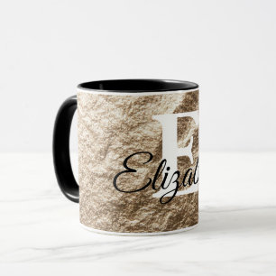 Vintage Monogram typography gold crumpled paper Mug
