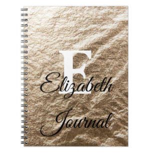 Vintage Monogram typography gold crumpled paper    Notebook