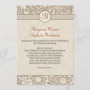 vintage monogram wedding invitations