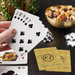 Vintage Monogrammed Chic Gold and Black Playing Cards