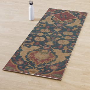Vintage Monogrammed Oriental Persian Red Pattern Yoga Mat