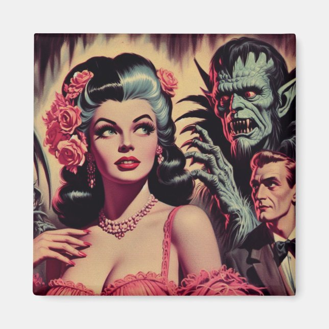 Vintage Monster Horror Girl  Magnet (Front)