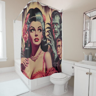 Vintage Monster Horror Girl Shower Curtain
